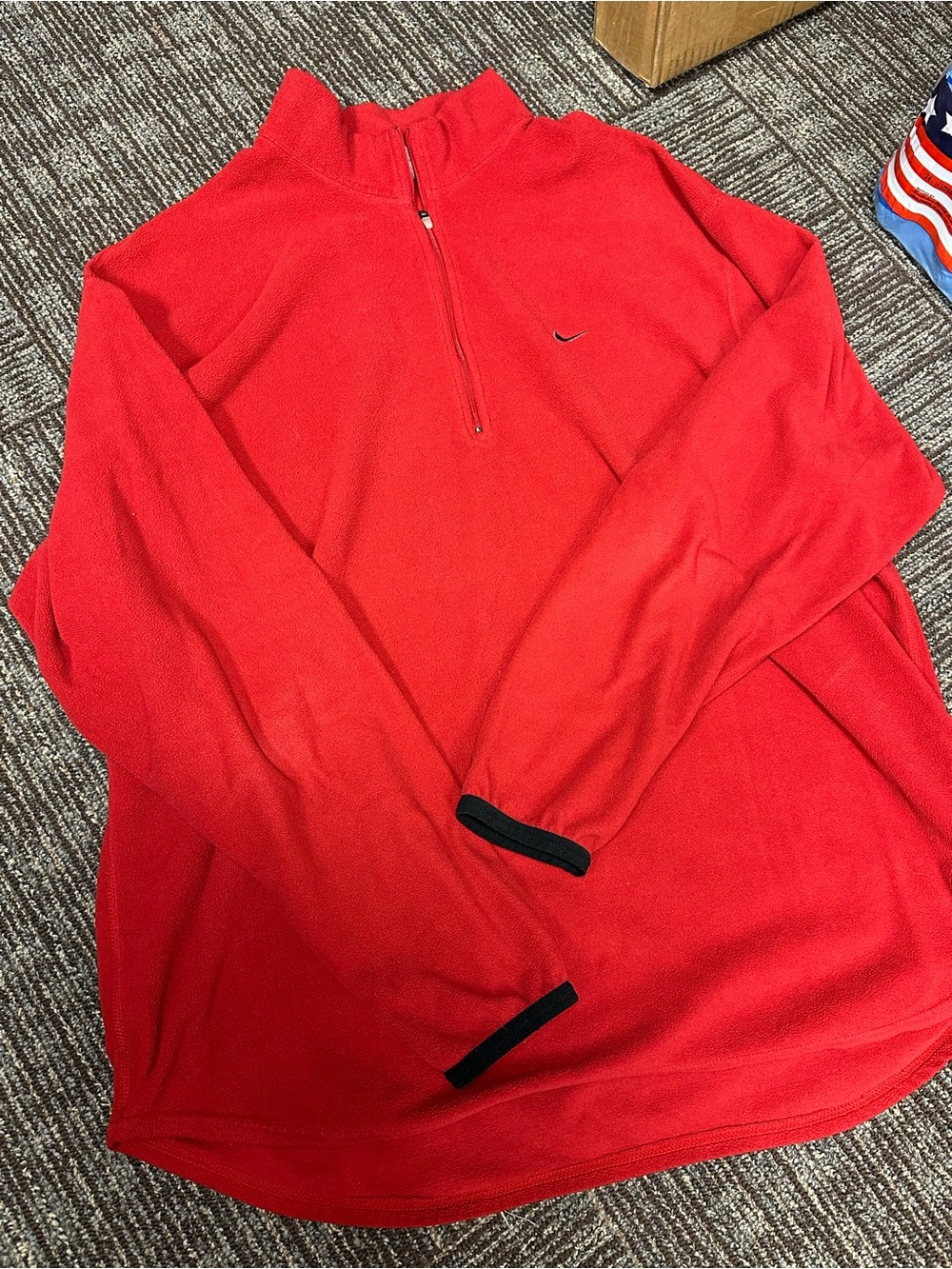 Nike Men’s Red Half-Zip Fleece Pullover with Black Trim